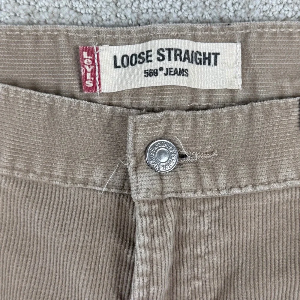 Levi's 569 Mens 36x34 Beige Loose Fit Straight Leg Corduroy Pants Baggy Y2K